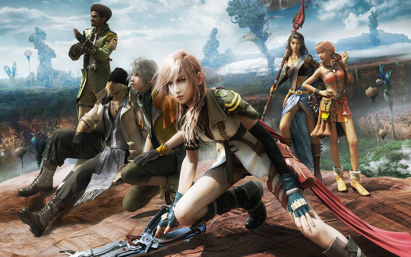 Group of Characters on Cliff — Brown