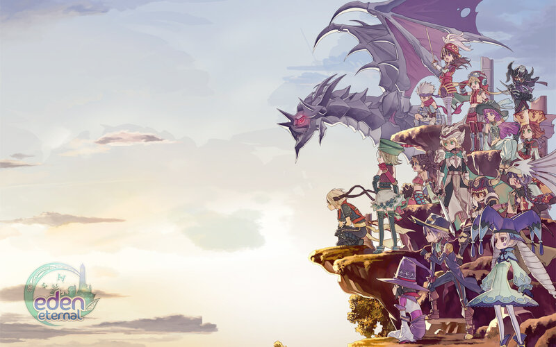 Group of Characters on Cliff — Purple