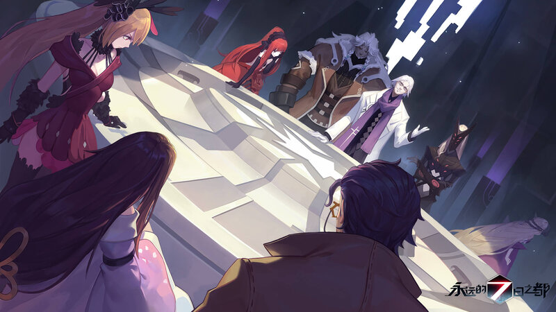Group of Characters on Platform — Purple