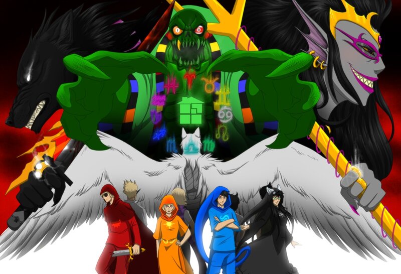 Group of Characters with Monsters