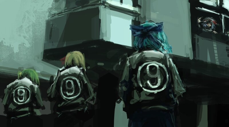 Group of characters with number nine