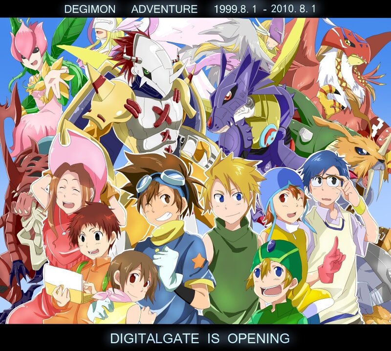 Group of Children and Digimon — Blue