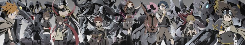 Group of Children and Digimon — Gray