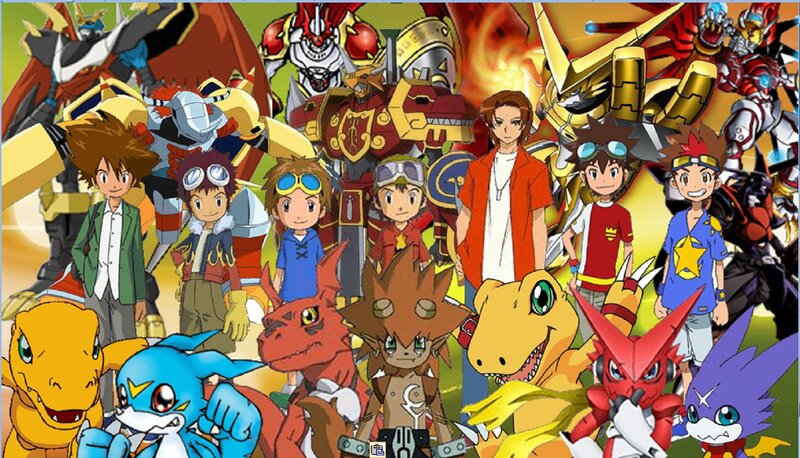 Group of Children and Digimon — Yellow