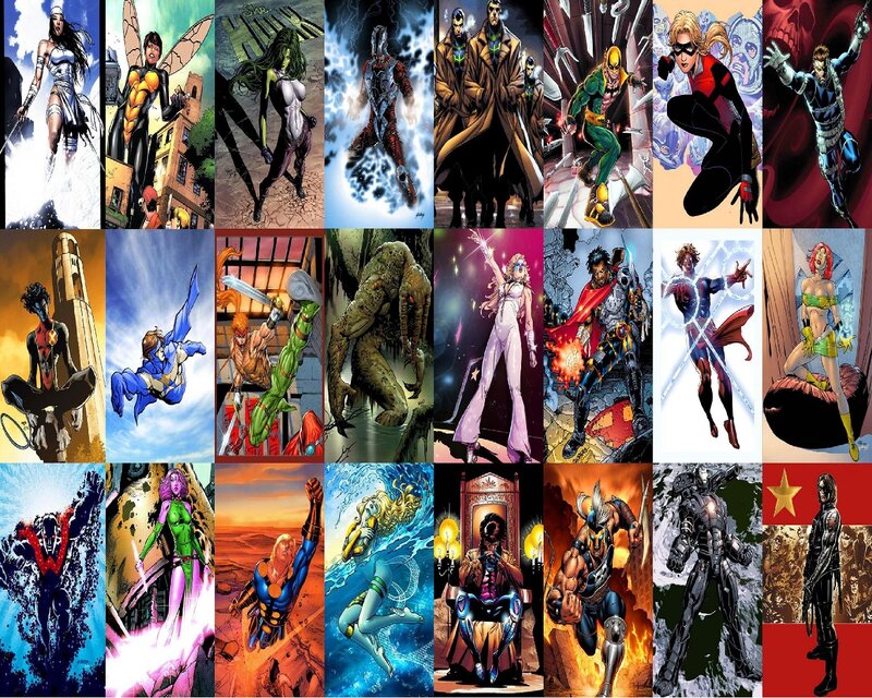 Group of Comic Book Characters — Red