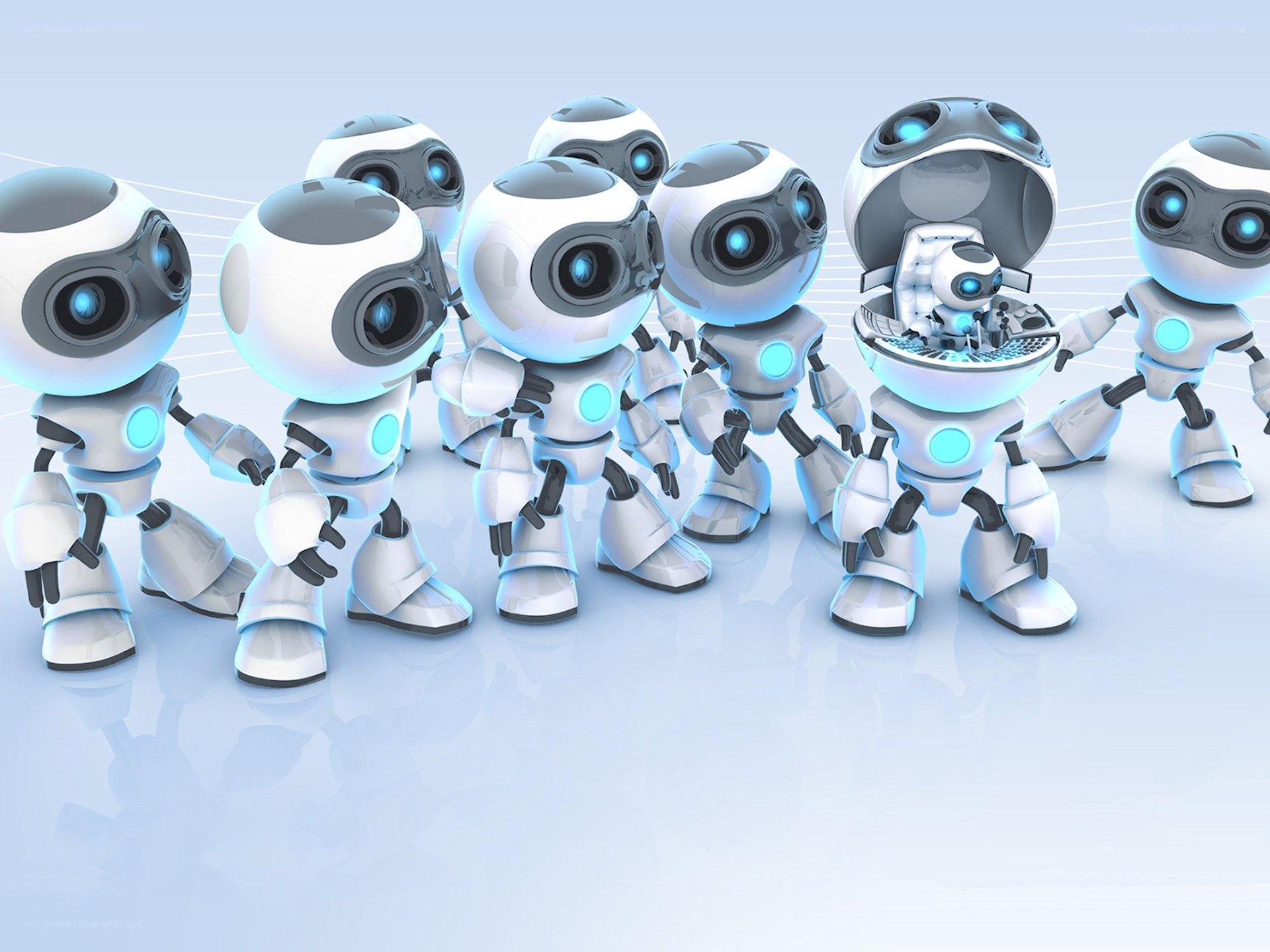 group of cute robots