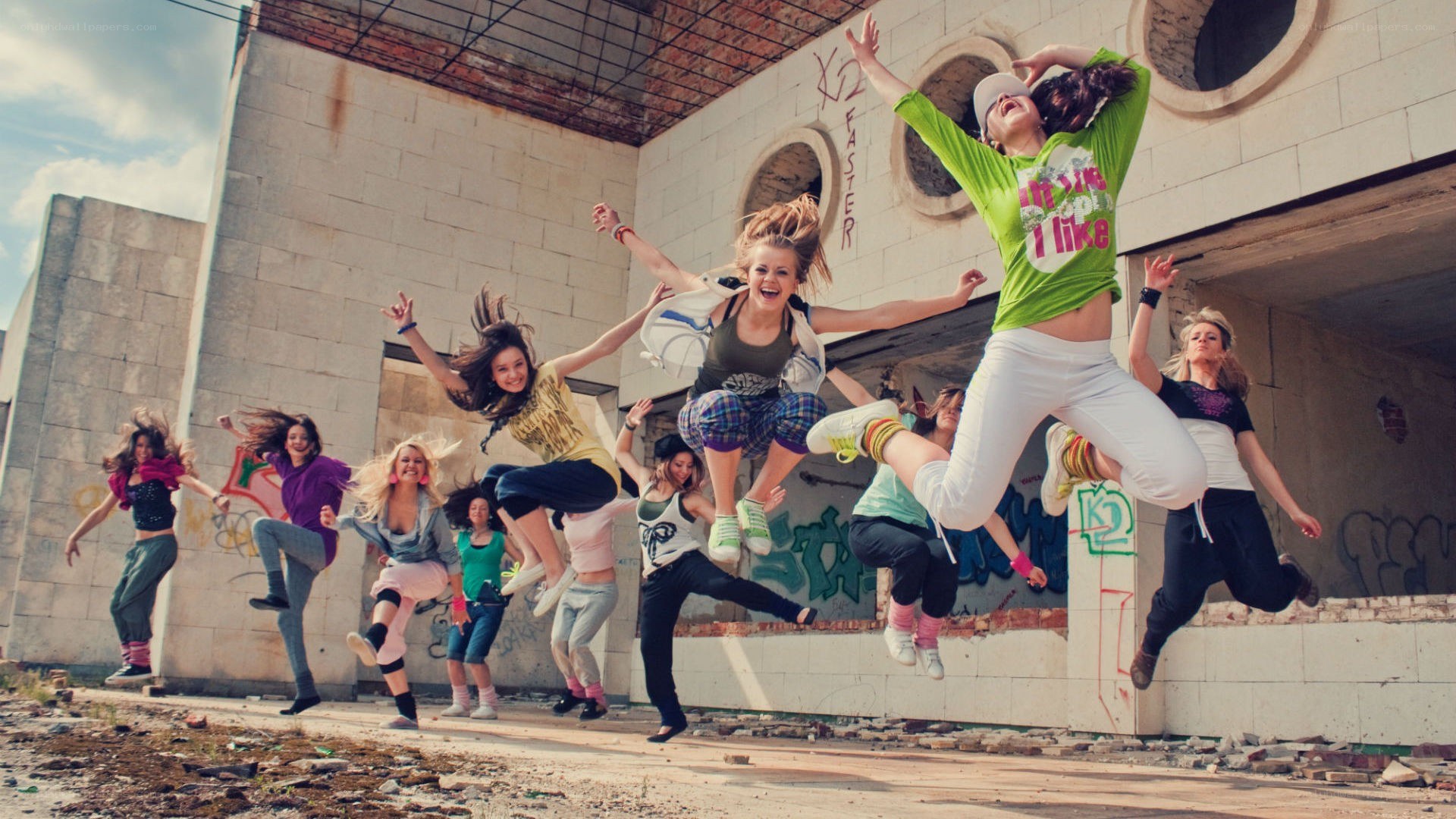 group of dancers jumping