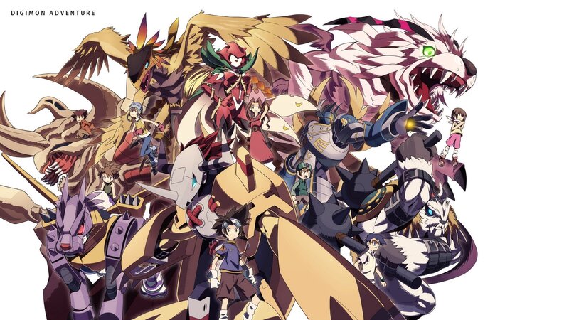 Group of Digimon Characters — Yellow, Dramatic