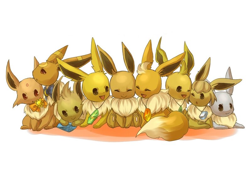 Group of Eevee Evolutions — Yellow