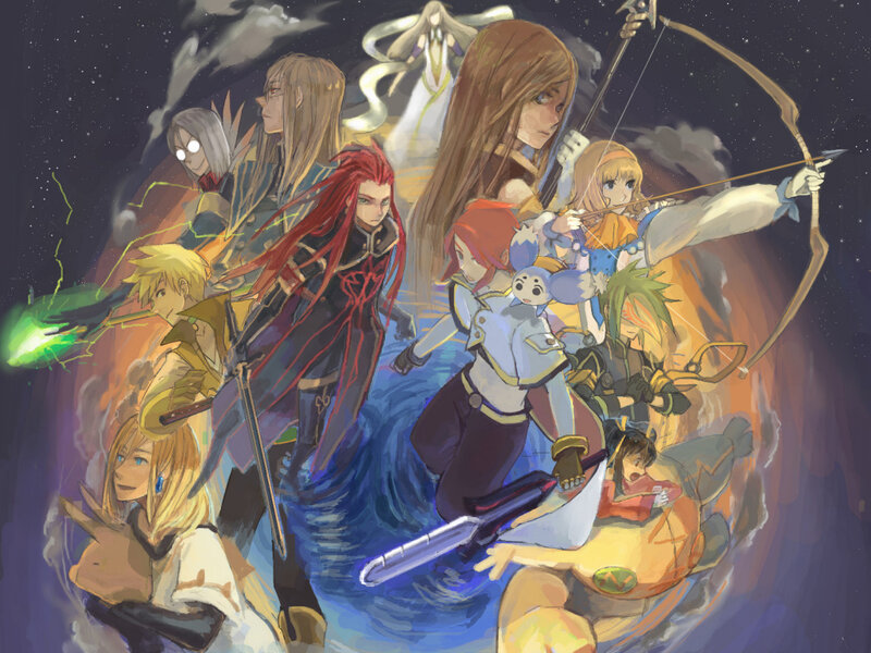 Group of Fantasy Characters — Blue, Dramatic, Night, Digital Art, Magic, Weapons