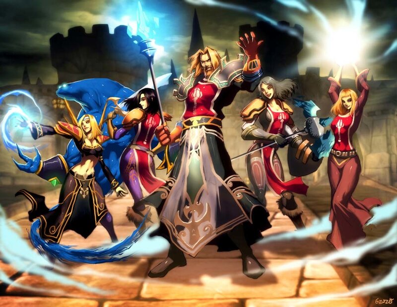 Group of Fantasy Characters — Blue, Dramatic