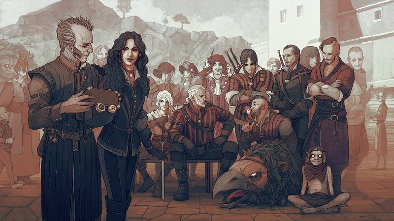 Group of Fantasy Characters — Brown, Dramatic, Afternoon, Digital Art, Fantasy Creatures