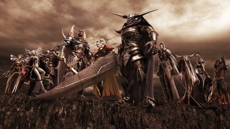 Group of Fantasy Characters — Brown, Dramatic, Digital Art, Armor