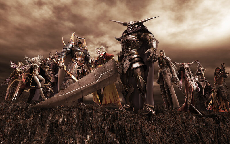 Group of Fantasy Characters — Brown, Dramatic, Digital Art, Fantasy Armor, Sword