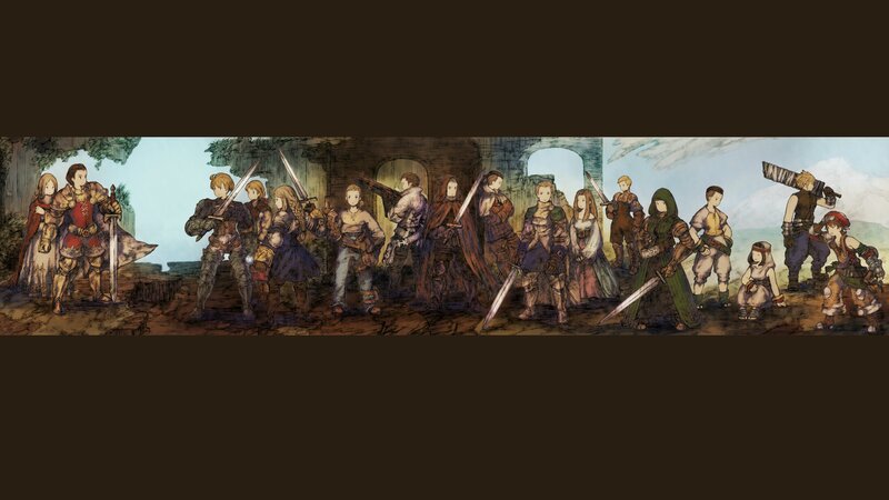 Group of Fantasy Characters — Brown, Dramatic, Digital Art, Swords