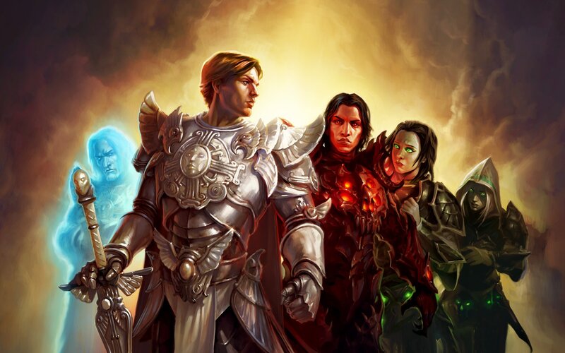 Group of Fantasy Characters — Gold, Dramatic, Digital Art