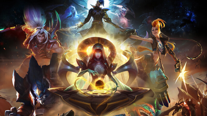 Group of Fantasy Characters — Gold, Dramatic, Night