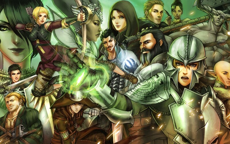 Group of Fantasy Characters — Green, Dramatic, Digital Art, Magic