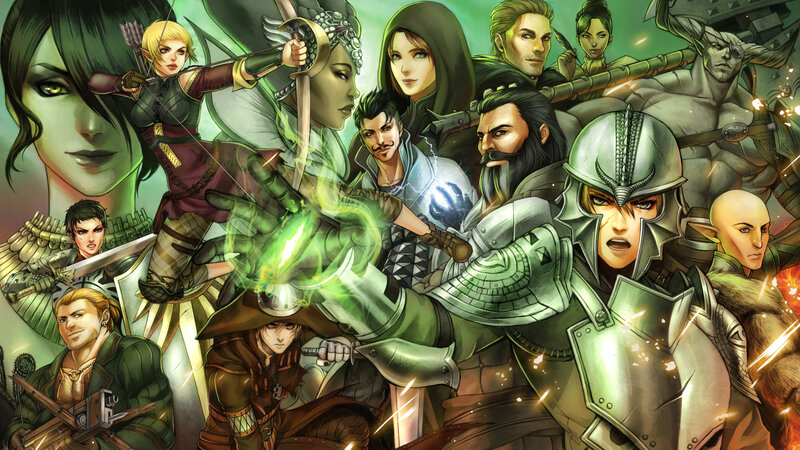 Group of Fantasy Characters — Green, Dramatic, Digital Art