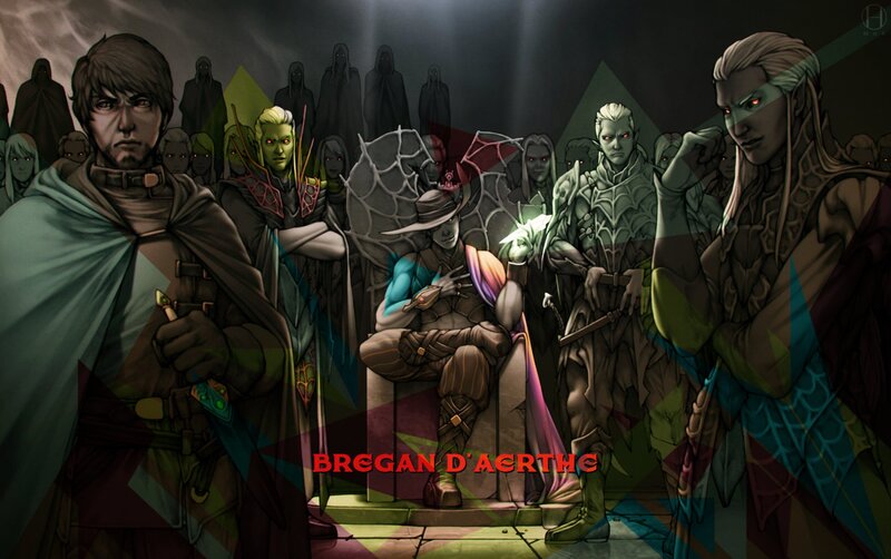 Group of Fantasy Characters — Green, Dramatic, Night, Digital Art