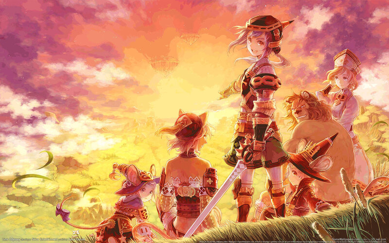 Group of Fantasy Characters — Orange, Dramatic, Sunset