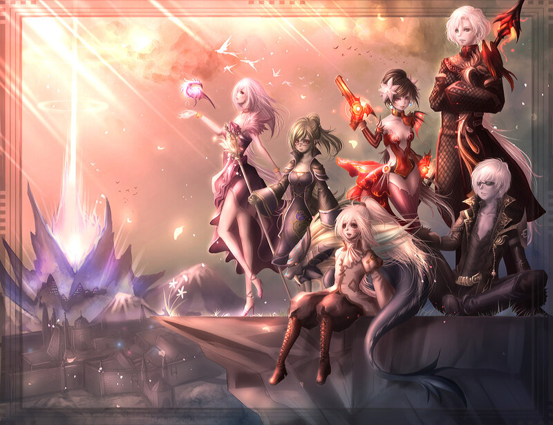 Group of Fantasy Characters — Pink