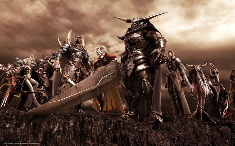 Group of Fantasy Warriors — Brown, Dramatic, Sunset