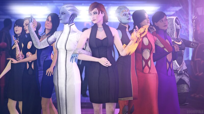 Group of Female Characters — Purple, Dramatic
