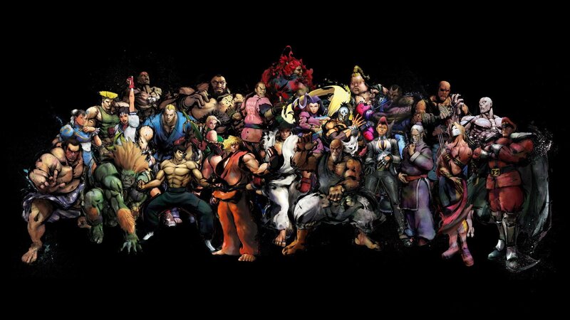 Group of Fighting Game Characters — Black, Dramatic, Digital Art, Fighting Stances