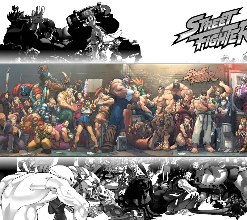 Group of Fighting Game Characters — Black, Dramatic, Manga, Skull Graffiti