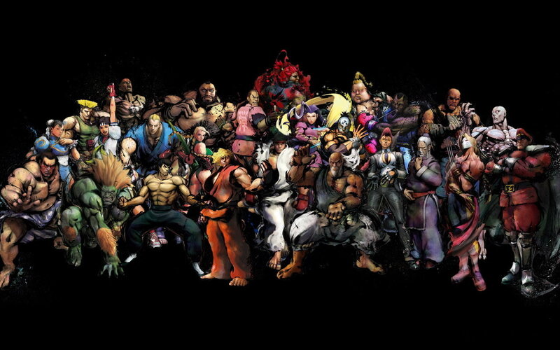 Group of Fighting Game Characters — Black, Dramatic