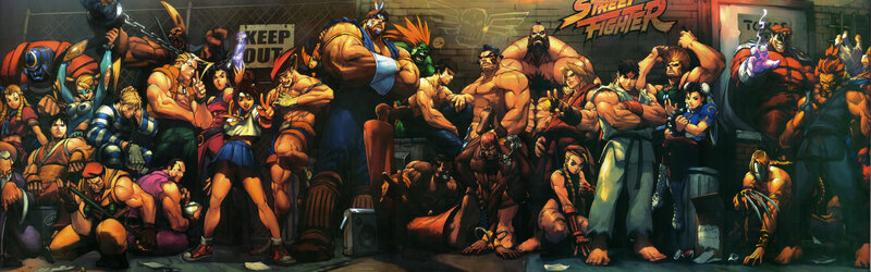Group of Fighting Game Characters — Red, Dramatic, Manga