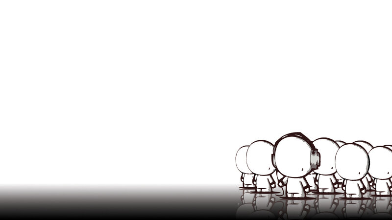 group of figures with headphones