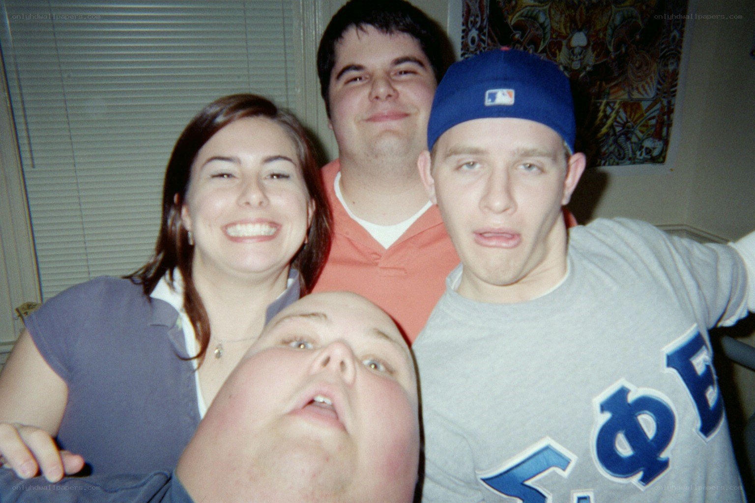 group of friends posing for camera
