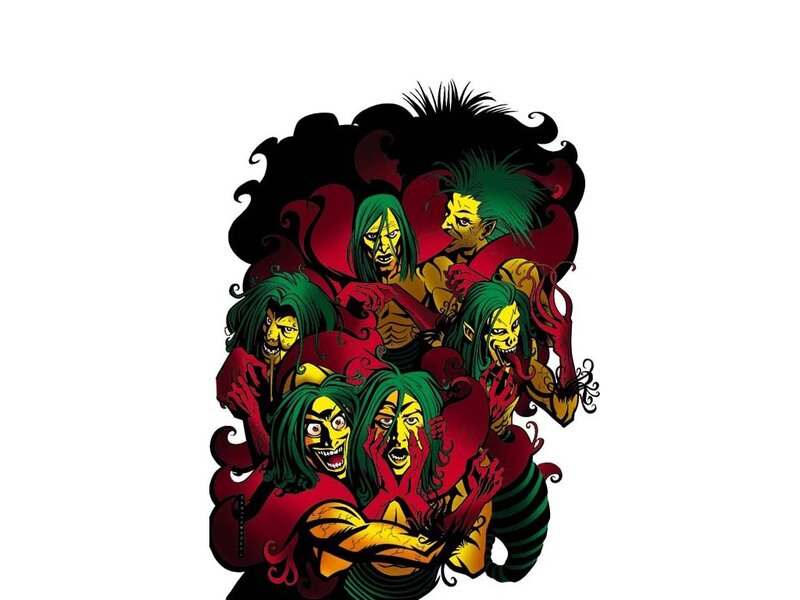 Group of Green-haired Figures