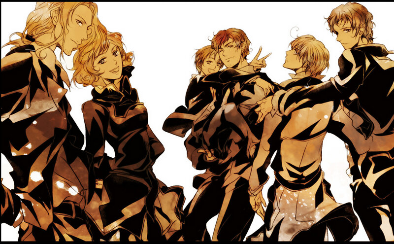 Group of Male Anime Characters — Black, Dramatic, Anime Art