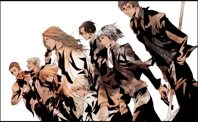 Group of Male Anime Characters — Black, Dramatic