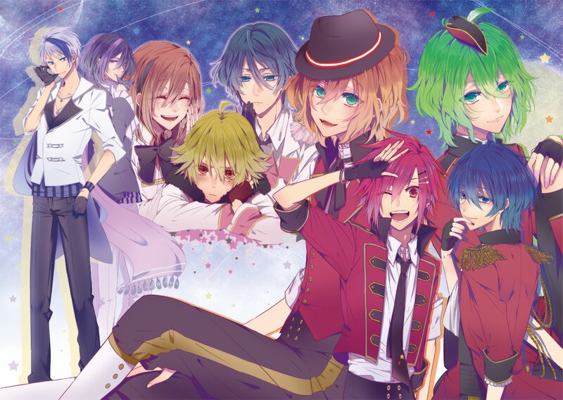 Group of Male Anime Characters — Purple, Festive