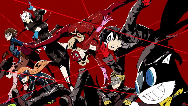 Group of Masked Characters — Red
