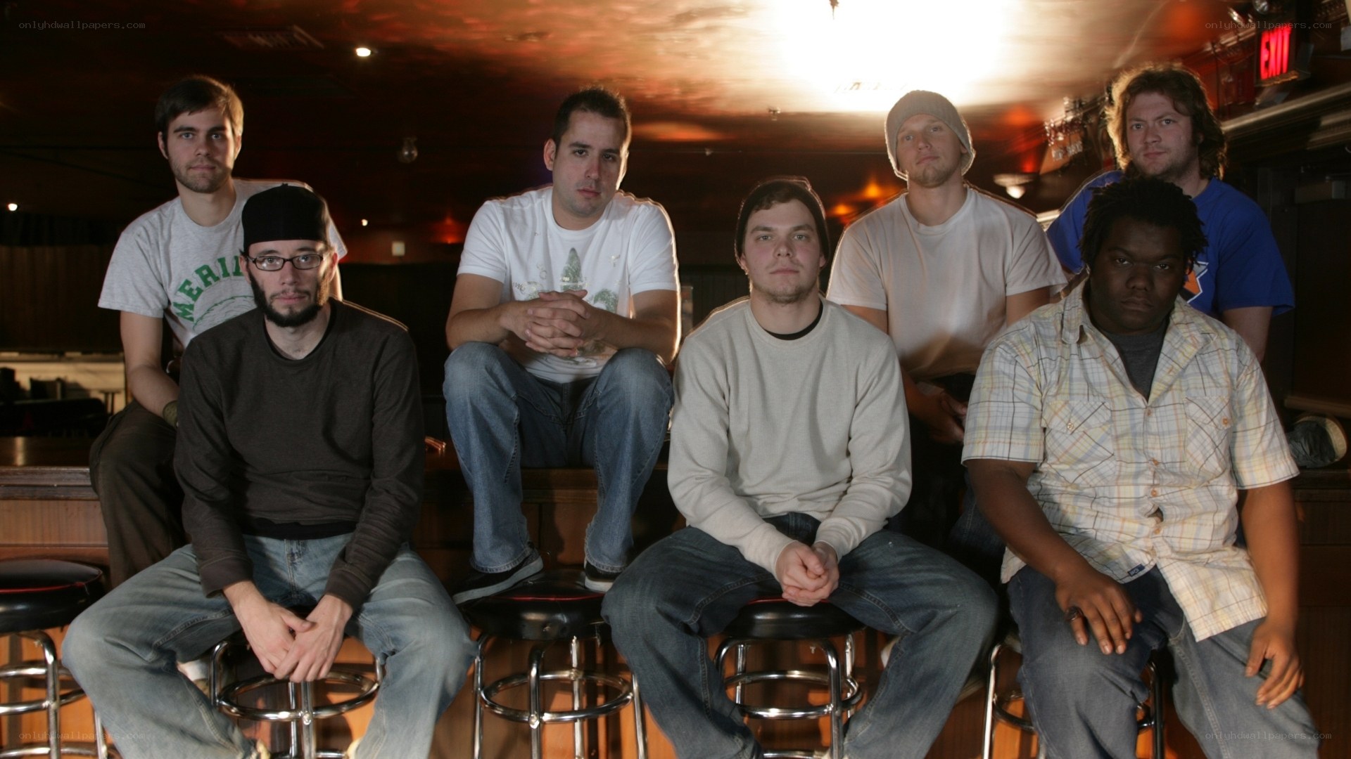 group of men in bar
