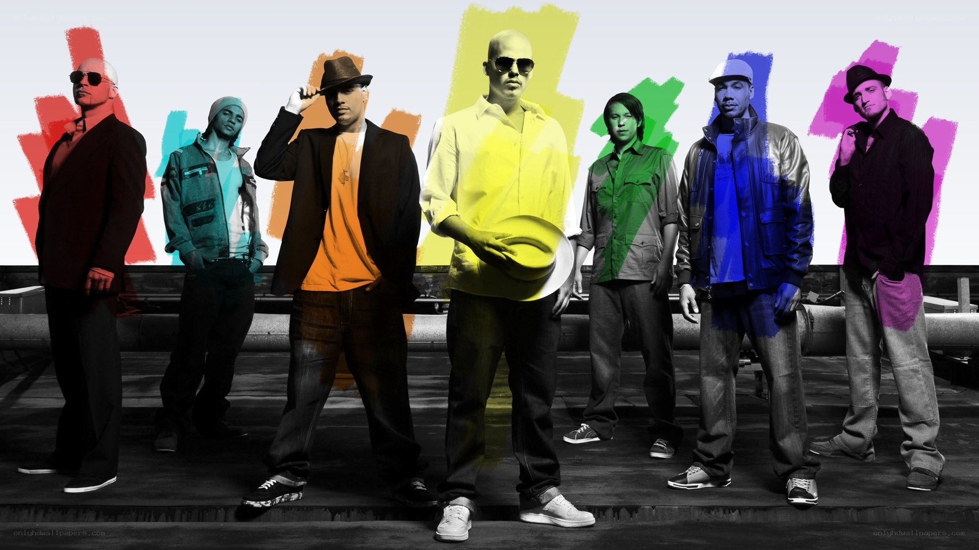 group of men in colorful art