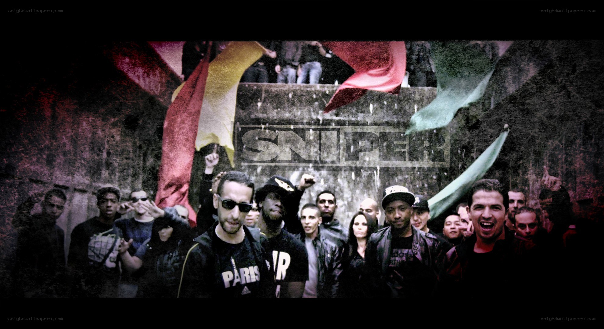group of men with flags