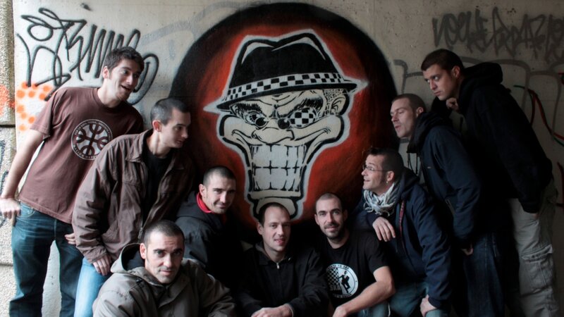 group of men with graffiti art