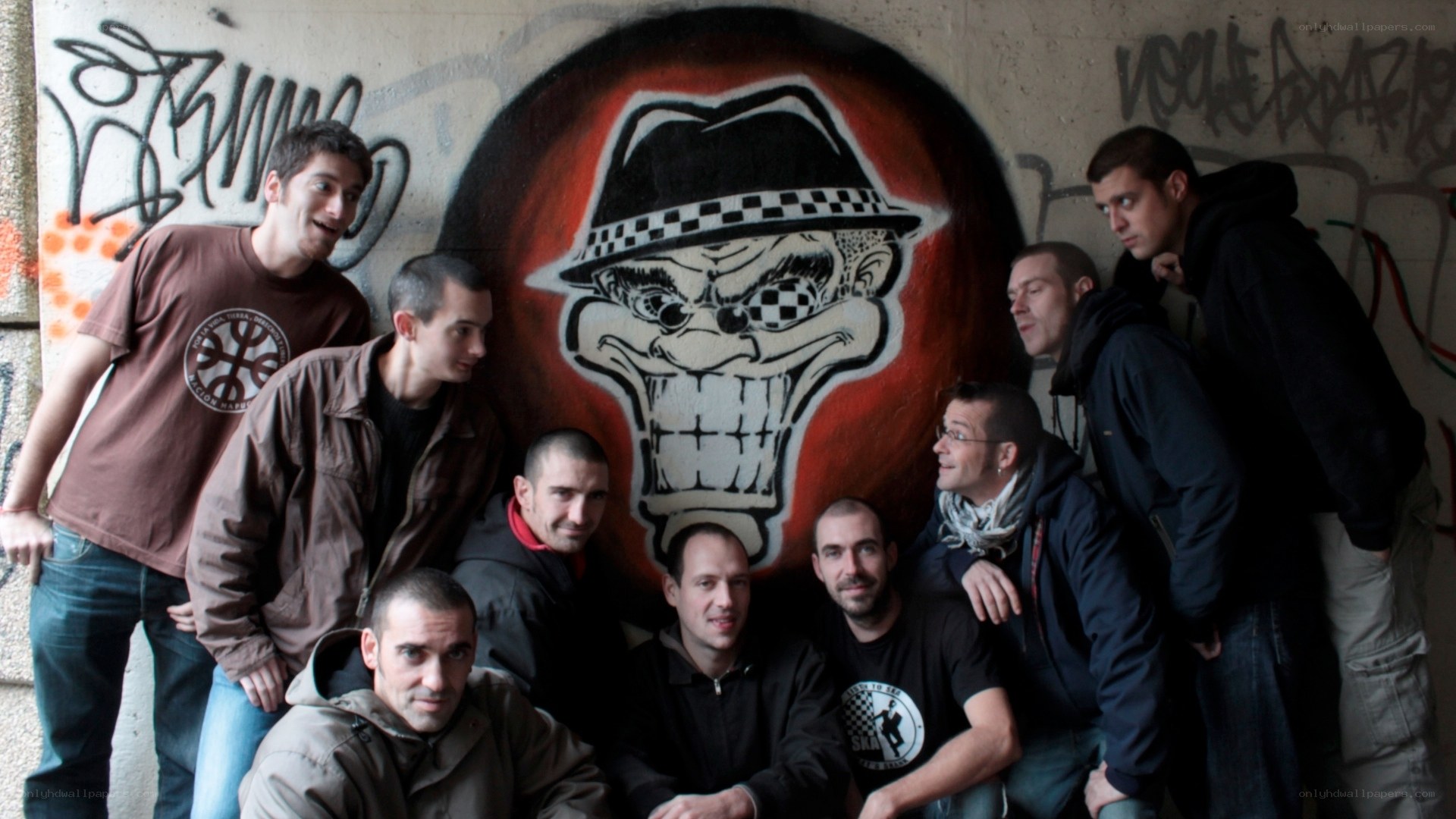 group of men with graffiti art