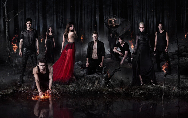 Group of People in Forest — Black, Dramatic, Night