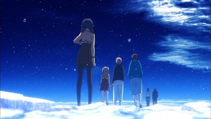 Group of People in Snow — Blue
