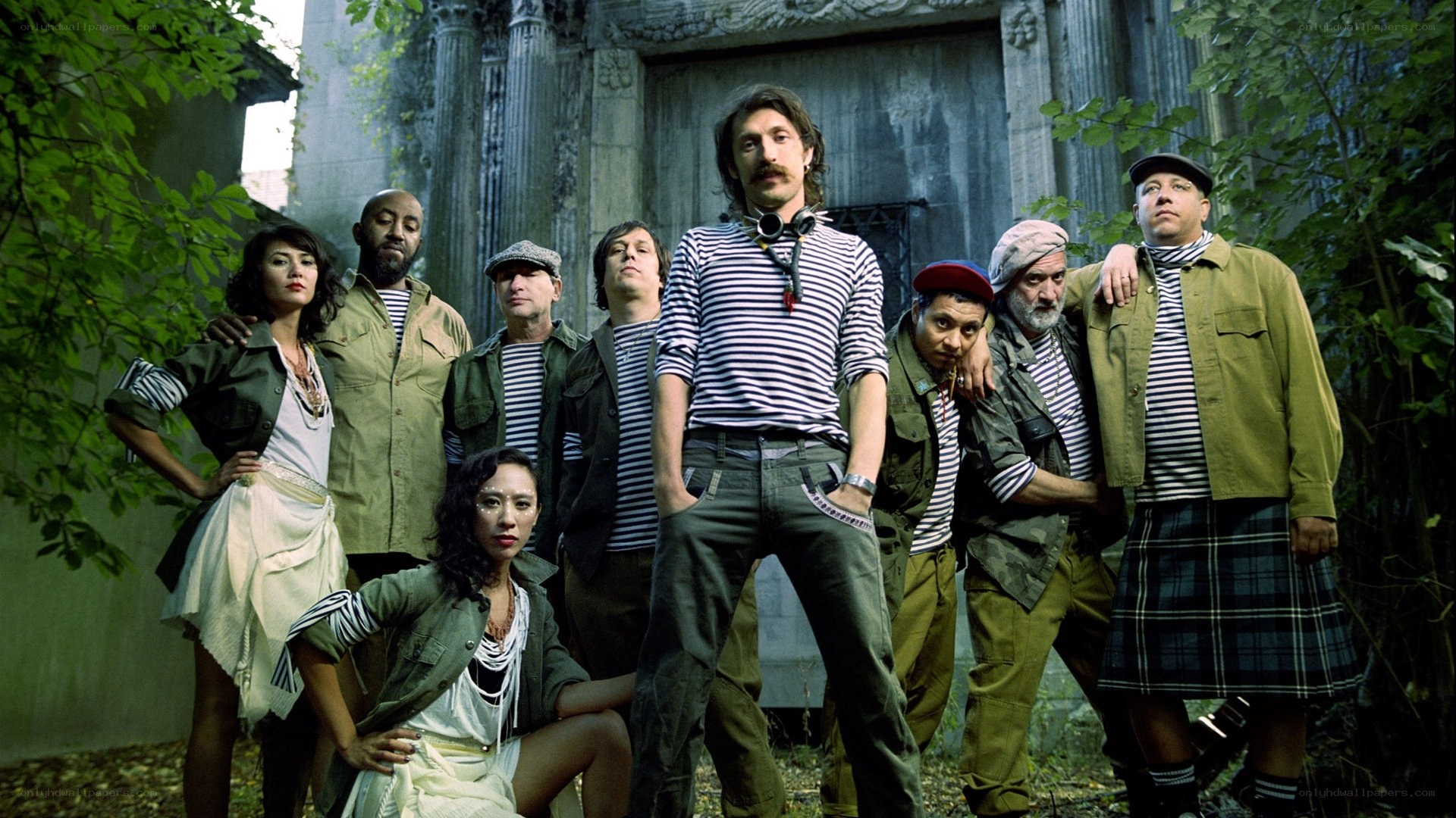 group of people in striped shirts