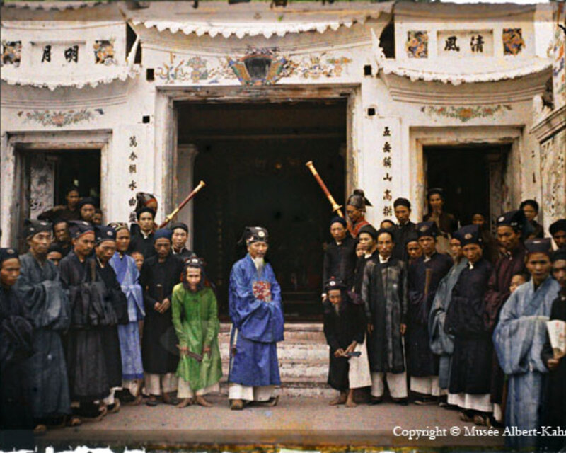 Group of People in Traditional Clothing — Blue
