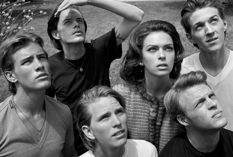 group of people looking up