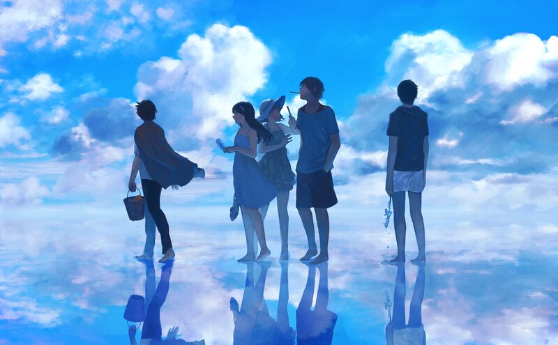 Group of People on Clouds